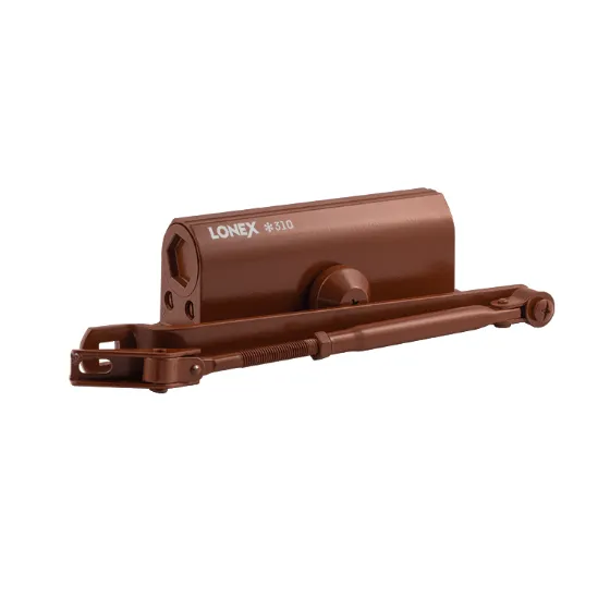 LONEX 310 (коричневый) (15-60 кг) дверной доводчик, противопожарный, морозостойкий (уличный), тип тяги рычажная, складной рычаг