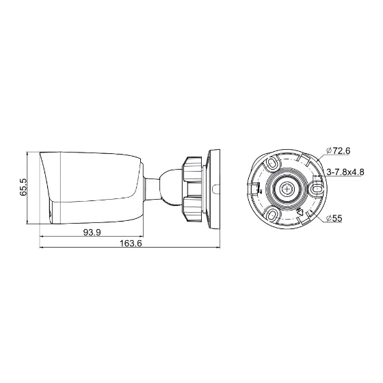 Габаритные размеры TC-C34QN Spec:I3/E/Y/2.8mm/V5.0 Tiandy