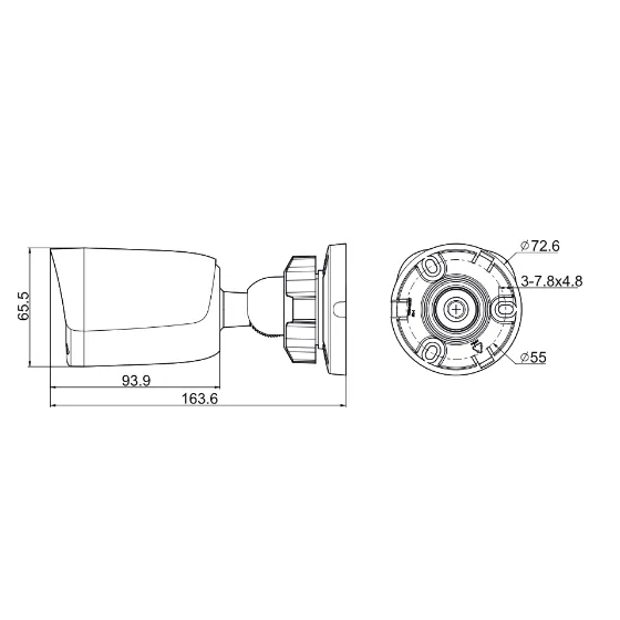 Габаритные размеры TC-C34QN Spec:I5W/E/Y/2.8mm/V4.2 Tiandy