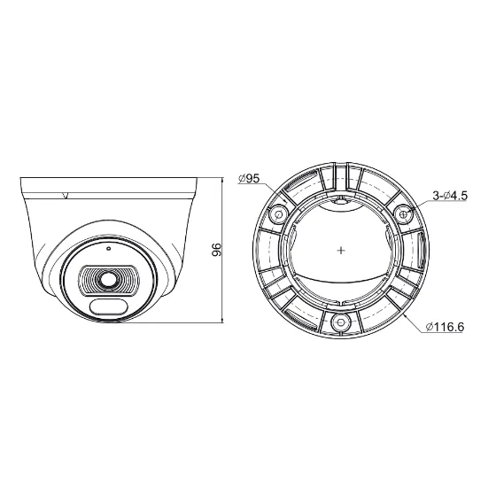 Габаритные размеры TC-C34XN Spec:I3/E/Y/2.8mm/V5.0 Tiandy
